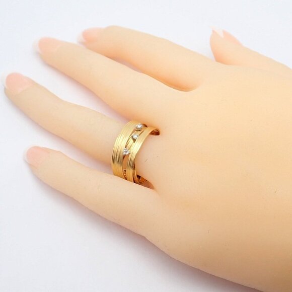 Authentic! Roberto Coin 18k Yellow Gold Diamond Silk Weave Ring sz 7 - Picture 4 of 11